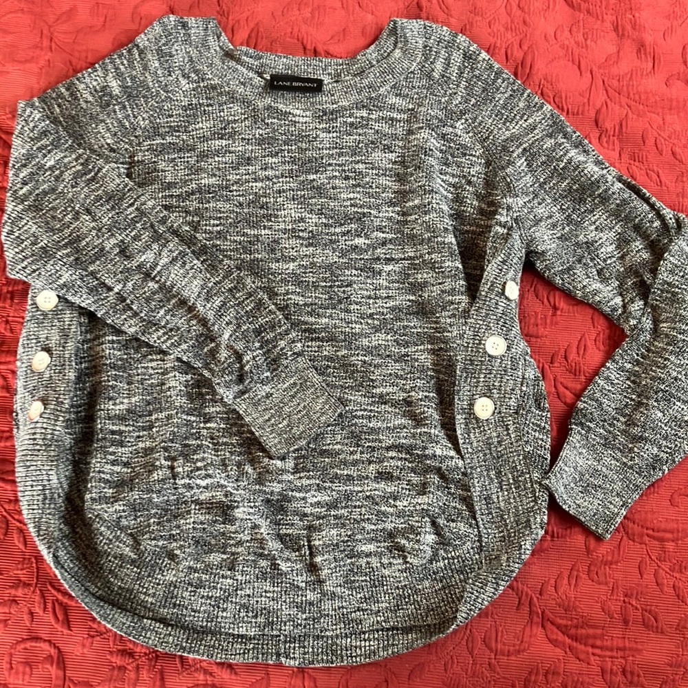 Lane Bryant Gray Sweater with Side Buttons Sz 18